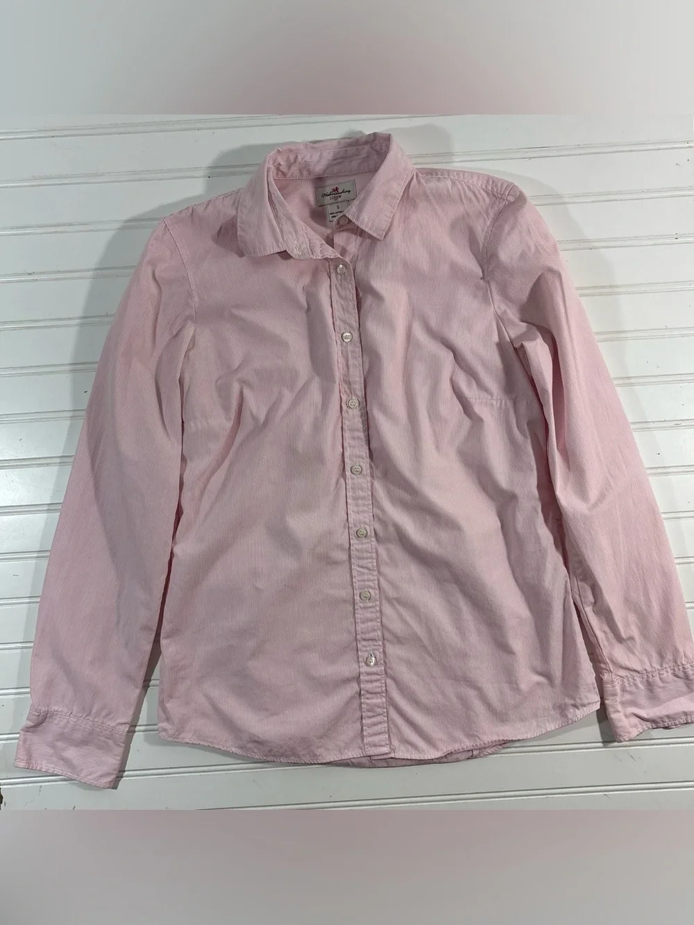 J Crew Haberdashery Shirt Button Up Women’s Size Small Striped Pink Coastal